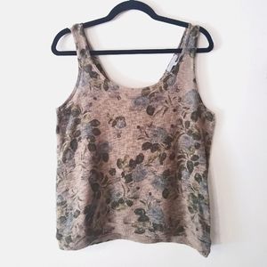 Loose knit tie-back tank top blouse